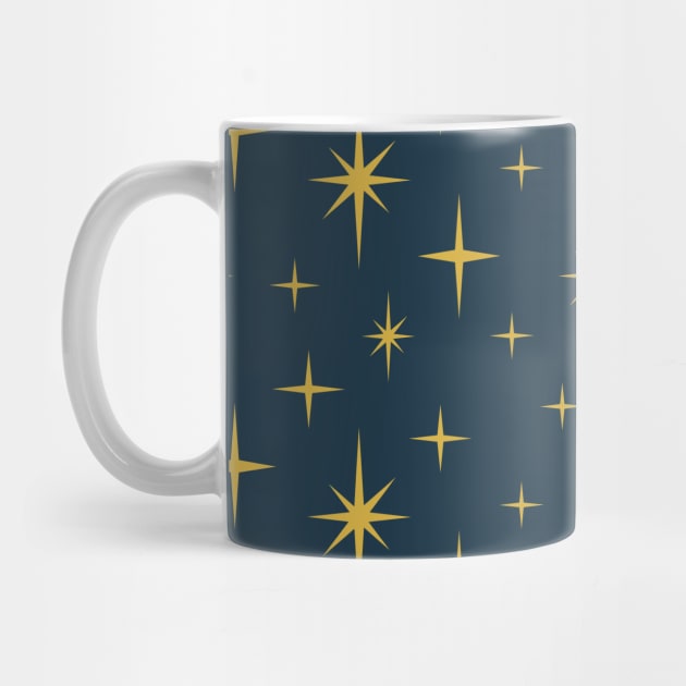 Atomic Starburst Navy, Mustard by tramasdesign